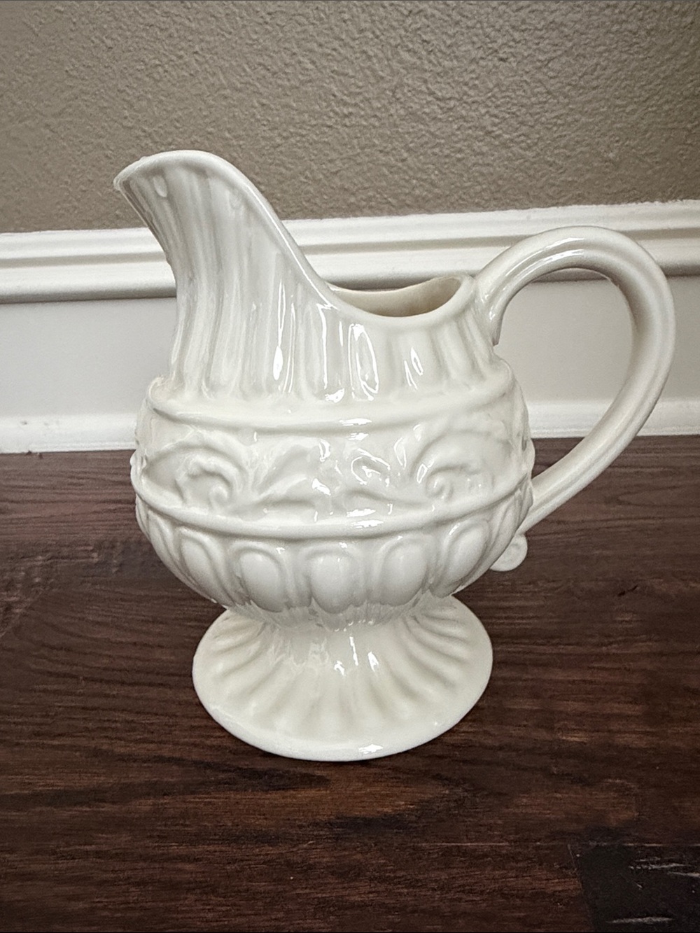 Two's Company Ivory Ceramic Embossed Pitcher